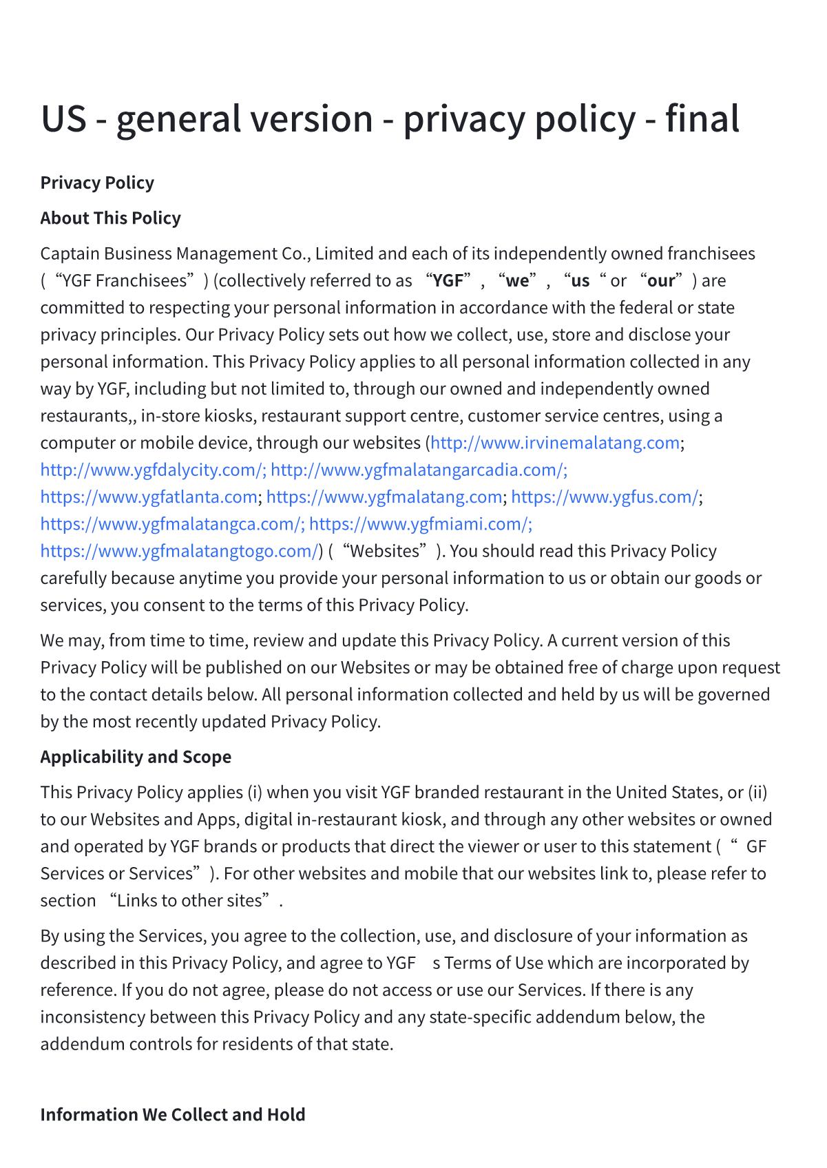 Privacy Policy - Page 1